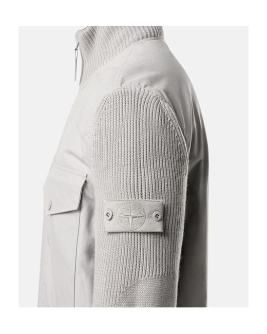Stone Island Gray Logo-Patch Jacket for men