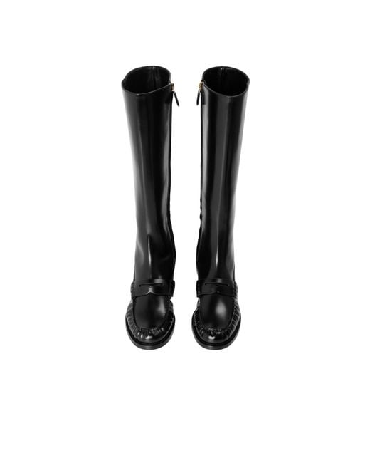 Prada Black Leather Knee-High Boots