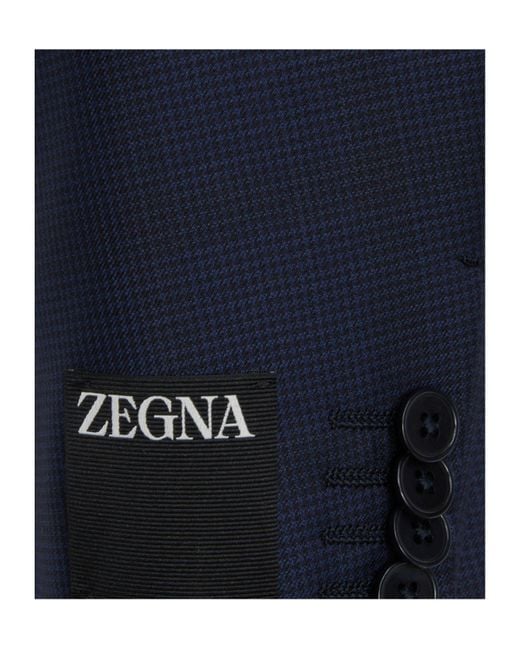 Zegna Blue Z Logo Patch Single-Breasted Tailored Suit for men