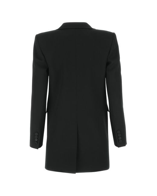 Saint Laurent Black Single-Breasted Peak-Lapel Blazer