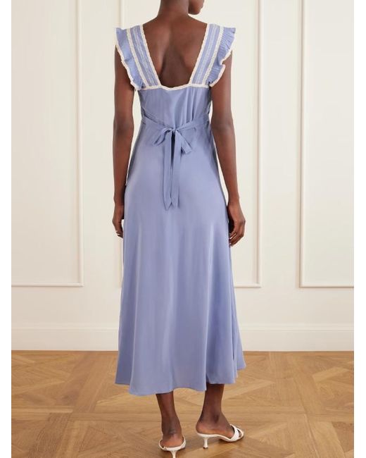 Rixo Purple Lace-Panel Dress
