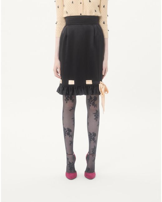 Valentino Black Double Satin Midi Skirt
