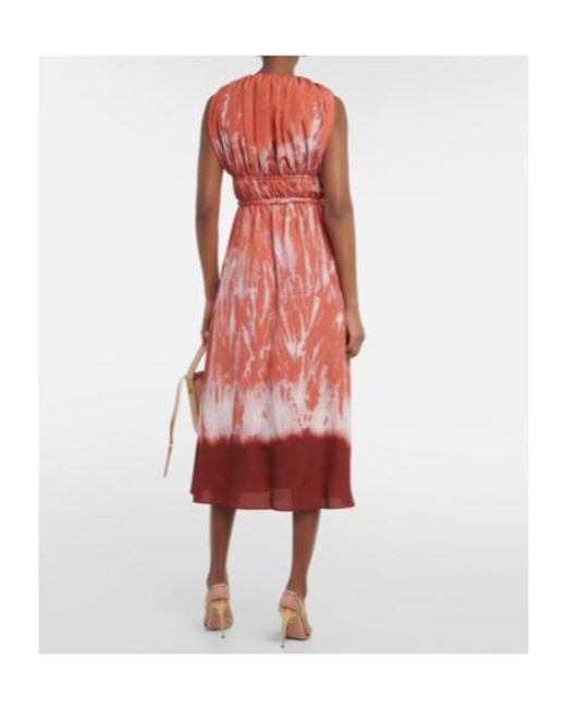 Altuzarra Red Fiona Ruched Midi Dress