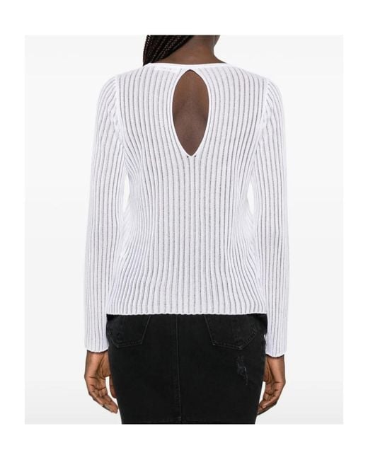 Roberto Collina White Ribbed-Knit Sweater
