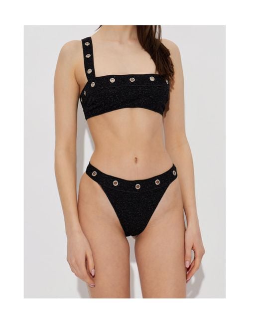 Oseree Black Oséree Grommet Bandeau Bikini Set