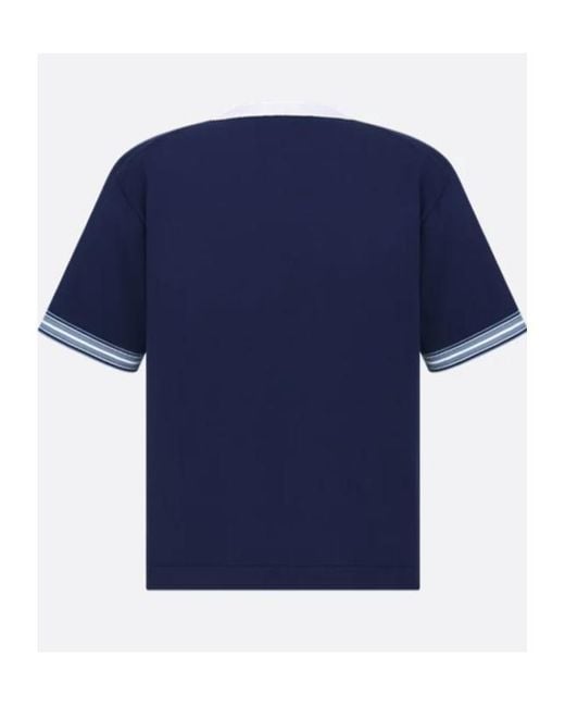 Dior Blue Homme Stripe-Trim Crewneck T-Shirt for men
