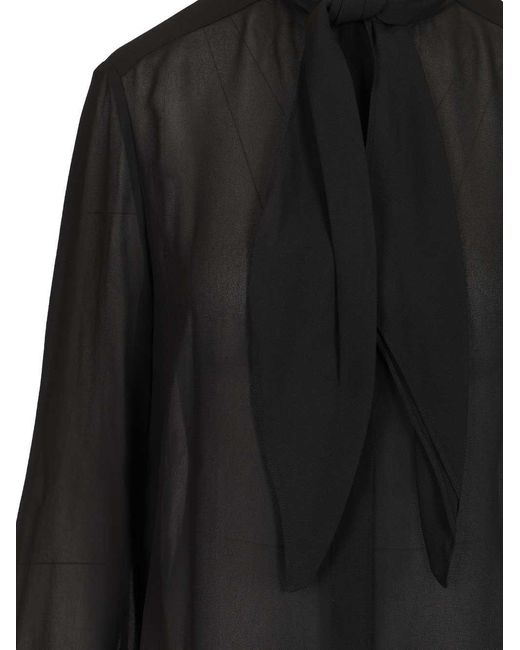 Tory Burch Black Georgette Bow Blouse
