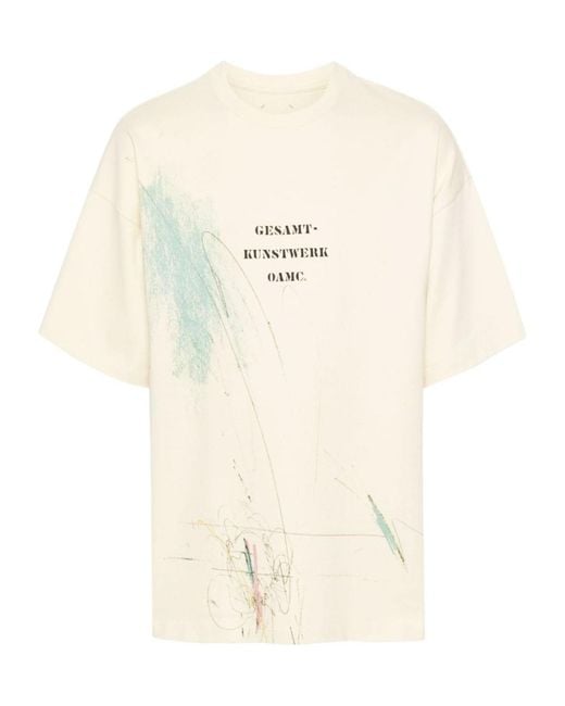OAMC White Scribble Organic Cotton T-Shirt for men