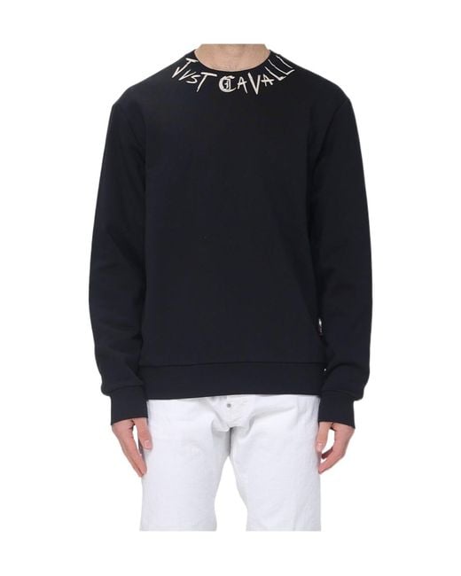 Just Cavalli Blue Logo Crew Neck Sweatshirt for men