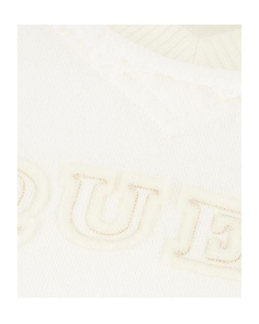 McQueen White Logo Detailed Cropped Sweatshirt
