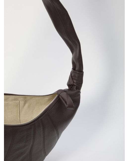 Lemaire Gray Medium Croissant Knot-Detail Shoulder Bag