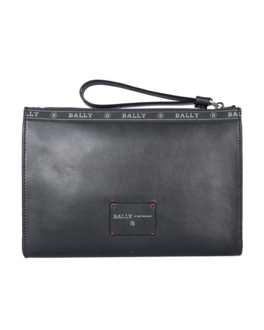 Bally Black Logo Patch Zipped Pouch for men