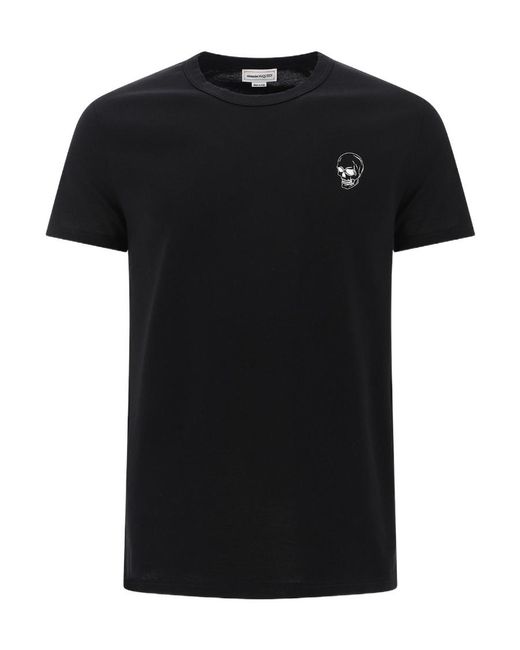 McQueen Black T-Shirt With Round Neck And Short Sleeves for men