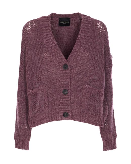 Roberto Collina Purple V-Neck Long Sleeve Sweater