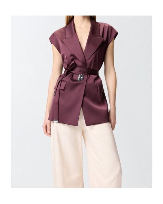 Pinko Purple Sleeveless Satin Jacket