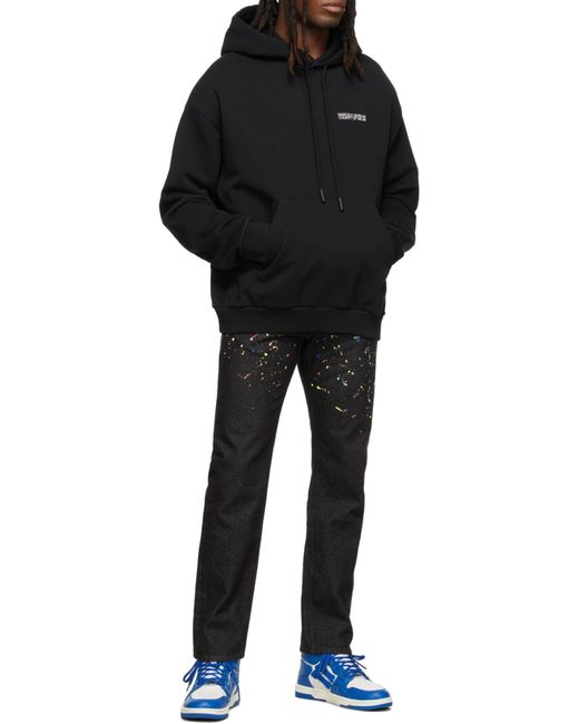 Marcelo Burlon Black County Of Milan Logo Printed Drawstring Hoodie for men