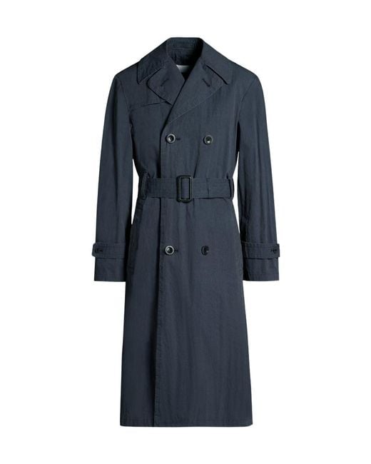 Maison Margiela Blue Belted Button-Up Trench Coat