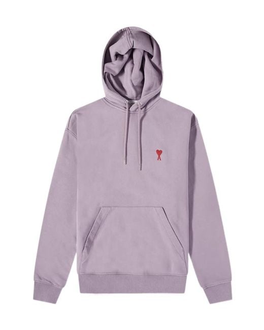 AMI Purple Embroidered-Logo Organic-Cotton Hoodie for men