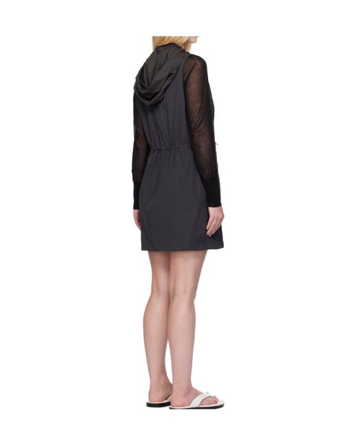 Amomento Black Nylon Hooded Dress
