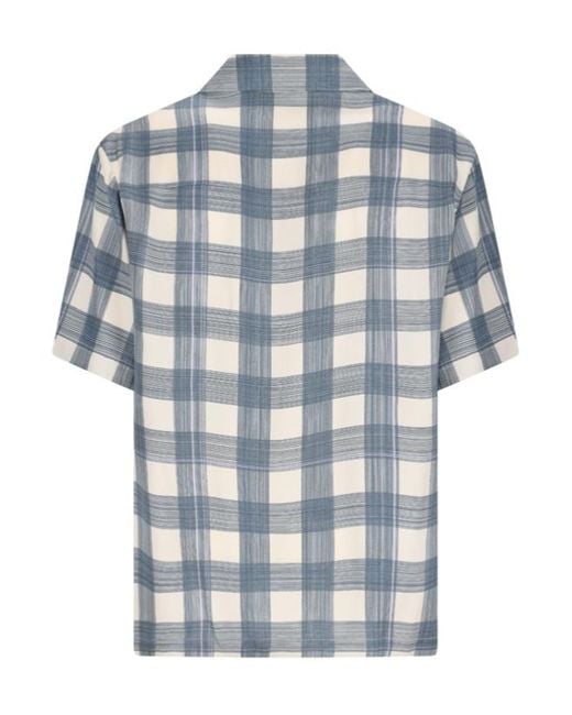 Jil Sander Blue Checked Button-Up Shirt for men