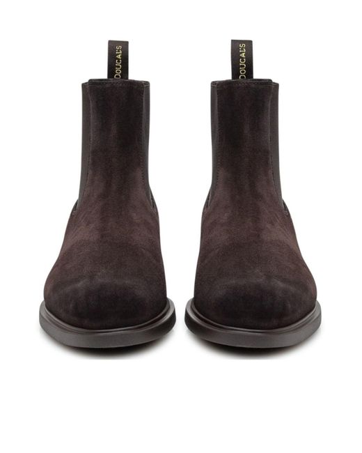 Doucal's Brown Round Toe Ankle Boots for men