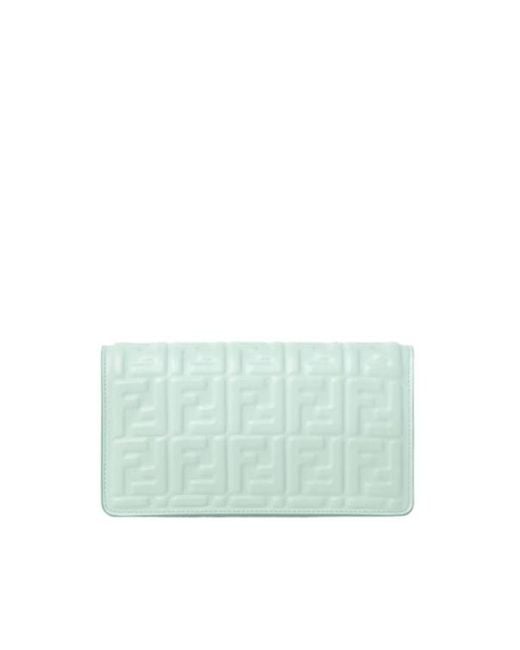 Fendi Green Baguette Ff Embossed Chained Wallet