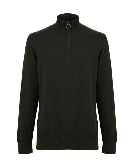 Barbour Green Quarter-Zip Knit Jumper for men