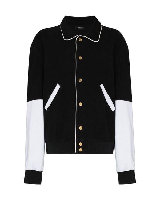 we11done Black Logo Print Varsity Bomber Jacket for men