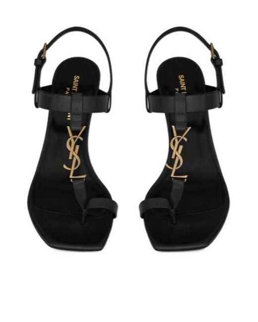 Saint Laurent Black Cassandra Monogram Sandals