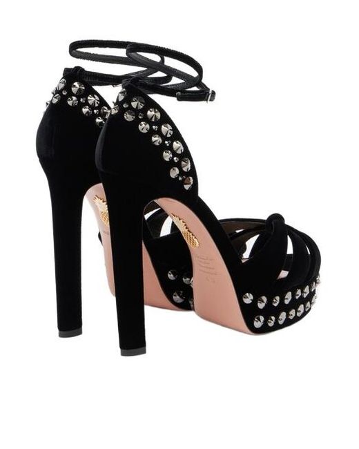 Aquazzura Black Studded Platform Sandals