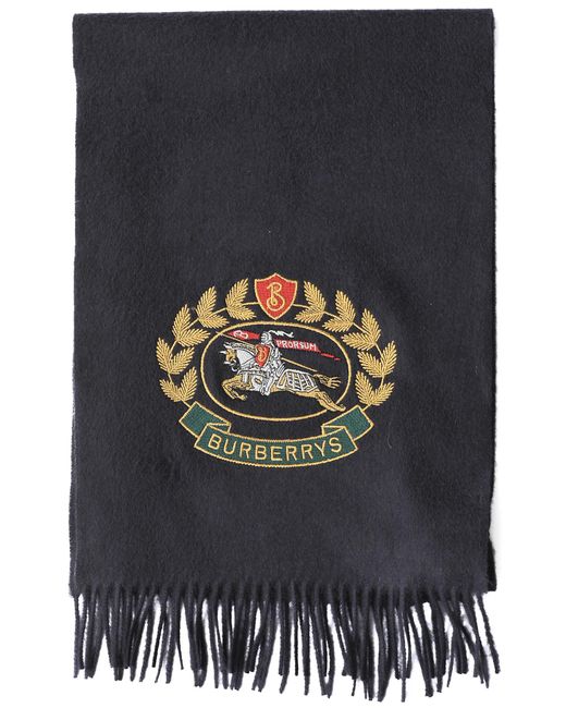 Burberry Black Logo Embroidered Scarf for men