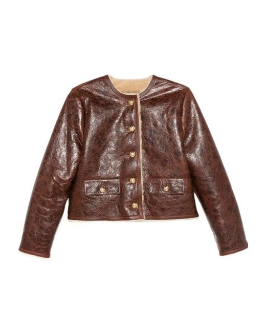 Nili Lotan Brown Zanie Button Leather Jacket