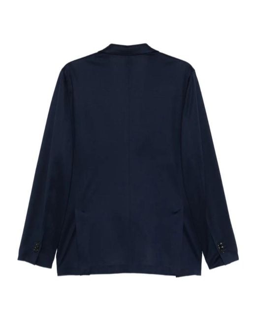 Lardini Blue Double-Breasted Peak-Lapel Blazer for men