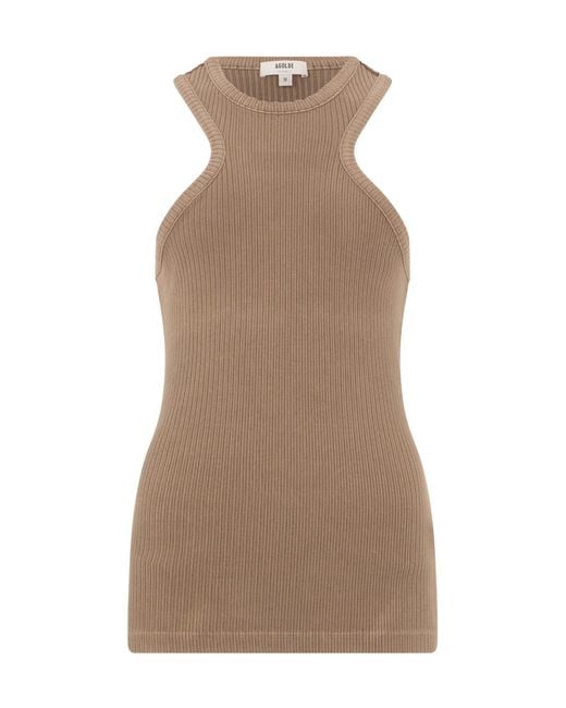 Agolde Brown Taco Ribbed Tank Top