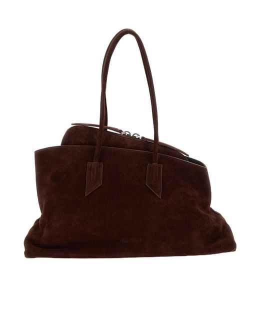 The Attico Brown Medium Asymmetric Suede Tote