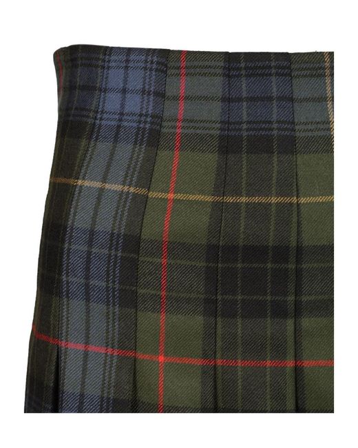 Etro Green Pleated Midi Skirt Macro Check