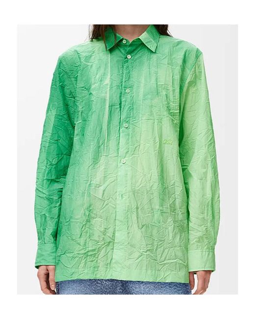 Loewe Green Logo Embroidered Loose Fit Shirt