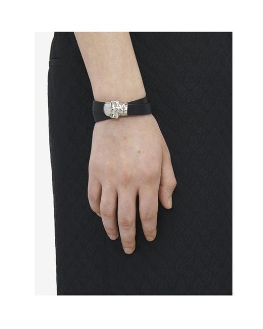 McQueen White Skull Double Wrap Bracelet for men