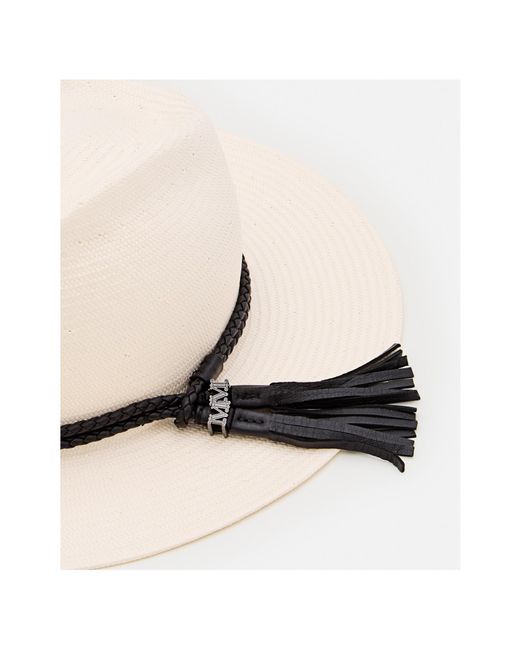 Max Mara White Tassel Hat With Wide Brim