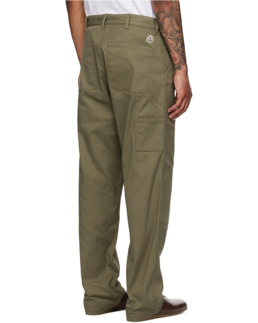 Moncler Green Cotton Gabardine Pants for men
