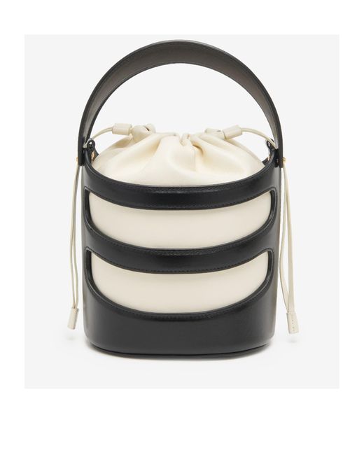 McQueen White Logo Printed Drawstring Bucket Bag