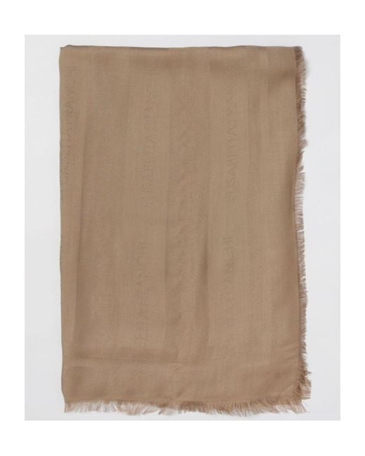 Elisabetta Franchi Brown Frayed Edge Detail Scarf
