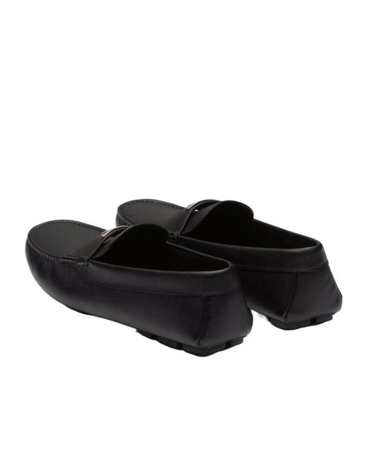 Prada Black Triangle-Logo Loafers for men