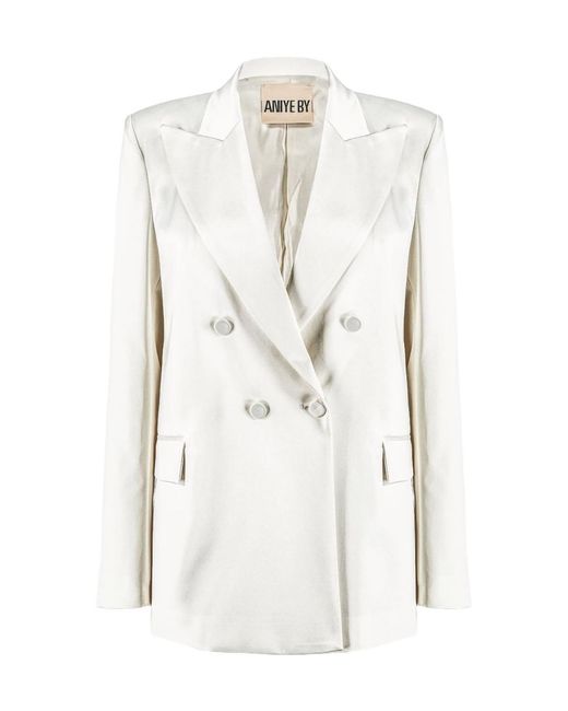 Aniye By White Peak-Lapel Double-Breasted Blazer