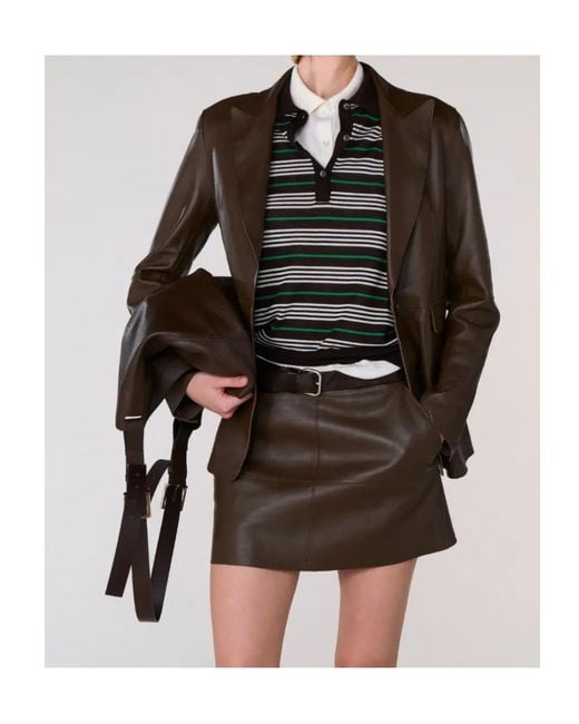 P.A.R.O.S.H. Brown Pocket Mini Skirt