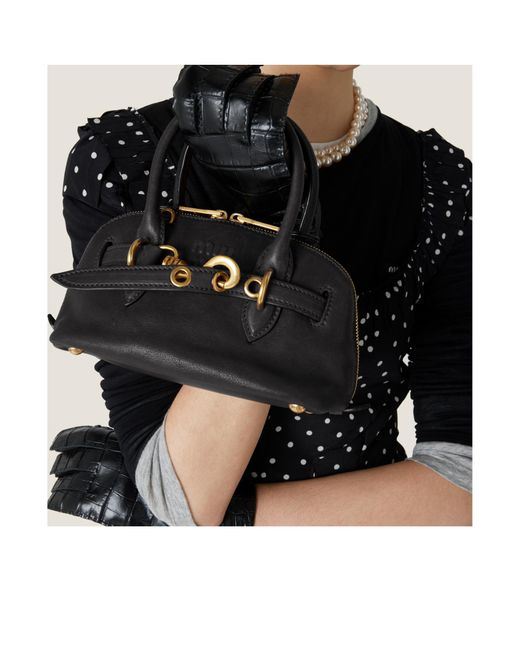Miu Miu Black Aventure Mini Nappa Leather Bag