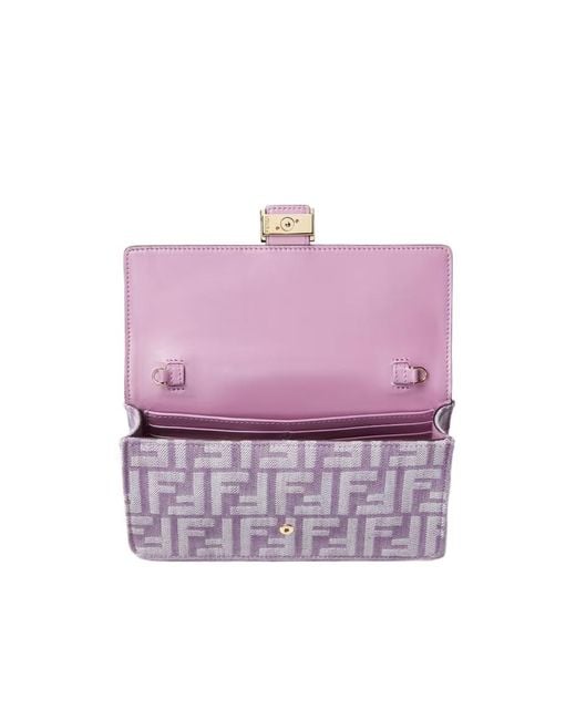 Fendi Purple Baguette Ff Jacquard Chained Wallet