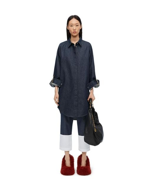 Loewe Blue Chain-Detailed Denim Shirt Dress