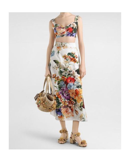 Dolce & Gabbana Pink Flower Bouquet-Printed Bustier Top