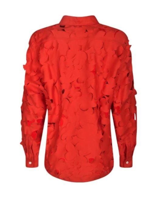 Marni Red Cut Out Detailed Boxy Fit Shirt for men